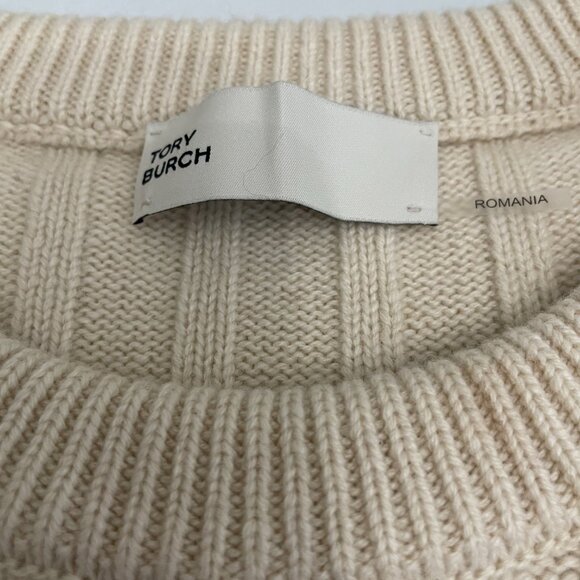 Tory Burch 100% cashmere ribbed sweater, cream, size L - Picture 2 of 12
